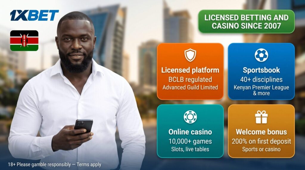 1xBet Kenya licensed betting platform: sportsbook, casino, welcome bonus